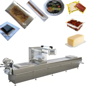 Máquina de embalagem termoformada a vácuo de salsicha de queijo, data, máquina automática de embalar termoforma