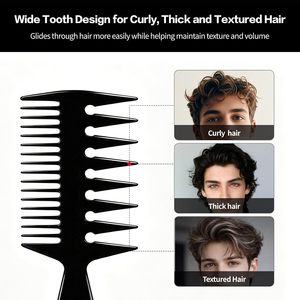Peigne de coiffure antistatique en plastique personnalisé en gros, peigne 3 en 1 pour hommes, peigne de coiffure de haute qualité, peigne de barbier pour la coupe des cheveux - Product Image 4