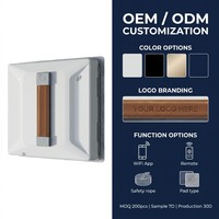 Robot Pembersih Kaca Otomatis Premium OEM ODM Bentuk Persegi, Kontrol Aplikasi WiFi, Aksen Kulit, Magnetik, Paket Logo Kustom