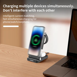 Support de téléphone à charge rapide 3 en 1 avec <span class=keywords><strong>chargeur</strong></span> sans fil pour montre, écouteurs et téléphone, design pliable et <span class=keywords><strong>télescopique</strong></span> - Product Image 3