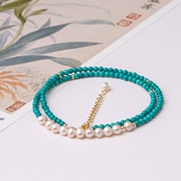Nouveau Collier Ras du Cou Chinois de Luxe Léger en Perles d'Eau Douce Naturelles et Turquoise Fait Main, Vente en Gros 2026