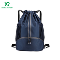 Sac à dos de football à cordon unisexe avec logo personnalisé Style tendance Compartiment pour chaussures de sport en polyester bonbon imperméable