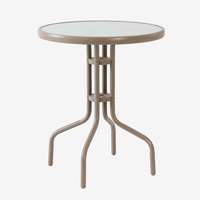 Table d'appoint ronde en verre à effet d'ondulation, table basse d'extérieur avec 4 pieds incurvés en métal pour balcon et jardin