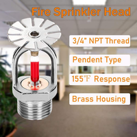 Tête d'arrosage d'incendie de 3/4 pouces Type de pendentif Réponse rapide de 155 degrés 68 ℃ Pulvérisation d'eau 68 ℃ Têtes d'arrosage d'incendie 3/4 NPT