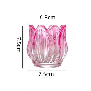 Élégant porte-bougie en verre en forme de tulipe, pot à bougie artistique pour la décoration de la maison et des mariages - Product Image 3