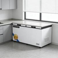 Congélateur coffre à deux portes en acier inoxydable personnalisé, congélateur commercial à double température, réfrigérateur horizontal pour la maison
