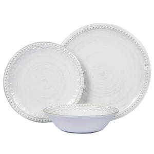 Platos Base Para <span class=keywords><strong>Restaurante</strong></span> Placa de cargador de plástico con cuentas, placa en relieve de melamina blanca de 9 "11" con borde de cuentas - Product Image 3