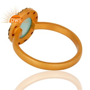 CZ Aqua Calcedonia anillo de piedras preciosas 18K chapado en oro joyería al por mayor diseñador 925 anillos de plata esterlina colección Vintage - Product Image 3