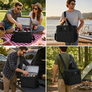 Grands sacs isothermes 36x27x30cm, imperméables, en Oxford, avec poche avant élastique, poches latérales en maille, bandoulière, pour camping, pique-nique, barbecue - Product Image 5