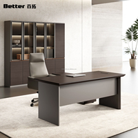 Ensemble de bureau de luxe léger et moderne : bureau et chaise de direction pour patron/manager/supérieur, style bois massif