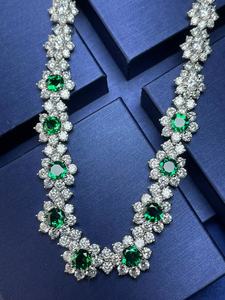 Collar de esmeralda cultivada en plata 925 que brilla por su elegancia, para uso diario, fiestas, días festivos, un gran regalo sorpresa para chicas L - Product Image 2