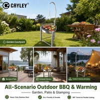 Barbecue suspendu pivotant d'extérieur, foyer pliable en fer, utilisant du bioalcool et du bois de chauffage pour patio, camping, jardin