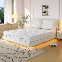 Lit Moderne Simple Intelligent Électrique Zéro Pression Automatique Multifonctionnel Double Flottant Oreille d'Éléphant Lit Maître en Cuir Véritable