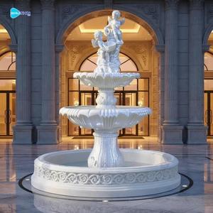 <span class=keywords><strong>Fuente</strong></span> de Agua de Jardín de Flujo Laminar, de Gran Tamaño, de Arenisca Blanca y Mármol, <span class=keywords><strong>Fuente</strong></span> de Mármol Multicapa, para Patio de Parque al Aire Libre - Product Image 3