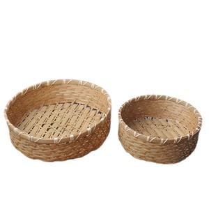 White Rattan <b>Storage</b> <b>Basket</b> Round 29cm Diameter Kitchen Food Container For Bread Vegetables Steamed Buns - Product Image 5