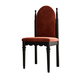Chaise de salle à manger en bois massif, rembourrée en velours, dossier haut, style rétro français, chaise design pour salon - Product Image 5