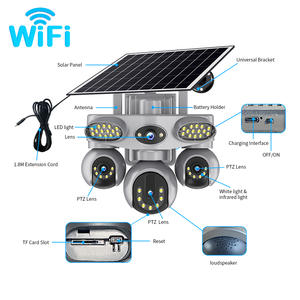 Cámara WiFi AOV CCTV de 4 Lentes con Panel Solar para Monitoreo de Granjas, Batería de Gran Capacidad de 16000 mAh, Compatible con la Aplicación <span class=keywords><strong>V380</strong></span> <span class=keywords><strong>Pro</strong></span> - Product Image 6