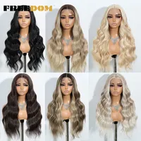 Perruque synthétique en gros pour femmes, 28 pouces, longue, ondulée, marron clair, pour femmes blondes et blanches, perruque frontale HD Lace