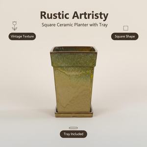 Grand pot de fleurs carré en céramique émaillée, durable, écologique, moderne et classique, pour jardinage domestique, vente en gros - Product Image 6