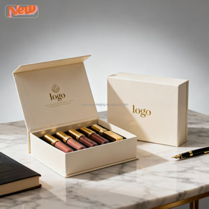 Tùy chỉnh hình chữ nhật vàng dập đặt 6 Hộp quà tặng hoa bao bì giấy với nắp vàng có sẵn - Product Image 2