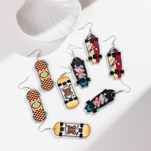 热卖可爱卡通彩色滑板冲浪板耳环多色魅力男女亚克力耳环 - Product Image 6