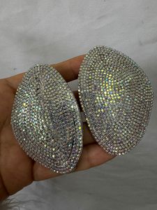 2025 New Arrival Đồ Trang Sức Thời Trang Punk Hip Hop Bông Tai Sang Trọng Đầy Đủ Kim Cương Pha Lê AB Vòng Lớn Vàng Chunky Lớn Bông Tai Bạc - Product Image 3