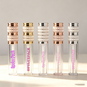 Tube de brillant à lèvres décoré de strass 5 ml, conteneur vide brillant pour huile à lèvres, emballage cosmétique, boîte en papier personnalisée et logo - Product Image 4
