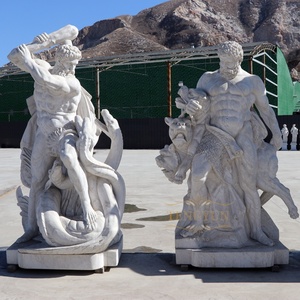 Giardino fatto a mano in marmo naturale famoso museo Hercules umano con statua di scultura di serpente - Product Image 2