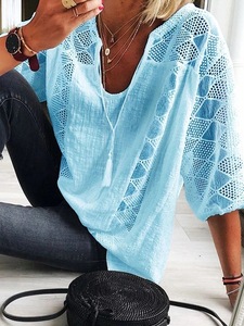 Nouveauté Tendance 2026 : T-shirt Élégant Ample en <span class=keywords><strong>Dentelle</strong></span> Unie pour <span class=keywords><strong>Femme</strong></span> – Idéal pour le Bureau – Vente Flash Dropshipping Printemps-Été - Product Image 6
