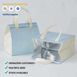 <b>Custom</b> Logo Disposable Insulated Thermal Food Bag with Aluminum Foil Lined Non Woven for Food Drinks Delivery Take Out Bags - Product Image 1