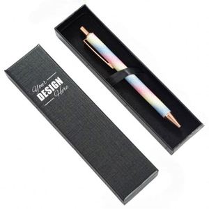 Custom Portable Paper Gift Pen <b>Box</b> with Silk Screen Printed Logo for Personalized Packaging Ballpoint Pens - Product Image 1