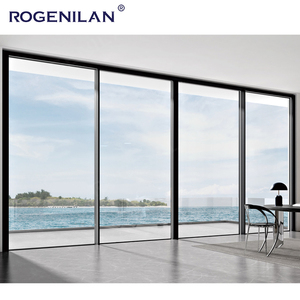 ROGENILAN Nouvelles portes coulissantes panoramiques <span class=keywords><strong>en</strong></span> verre trempé à double couche avec cadre <span class=keywords><strong>en</strong></span> aluminium ultra-mince noir de grande taille personnalisées - Product Image 3