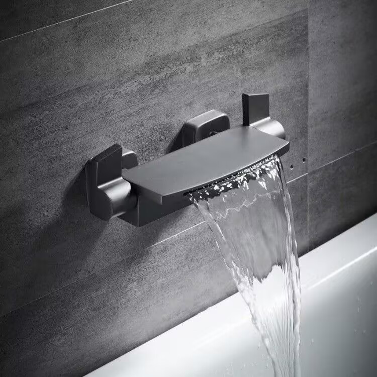 Luxury Matte Black Bathroom Faucet Set – Waterfall Mixer with Handheld Shower & Tub Faucet - View 3