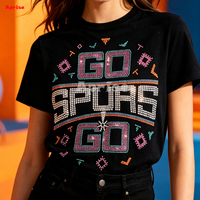 Transfert thermocollant strassé Bling Spurs, motif scintillant « Go Spurs Go » pour les articles de fans de l'équipe sportive