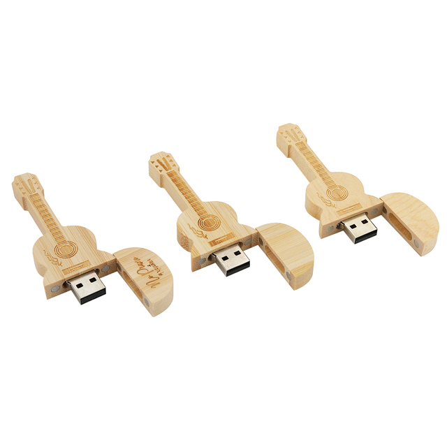 Promotional Gift Bamboo Guitar Usb Flash Drive Memory Stick Pendrive High Speed Otg Usb 3.0 U Disk Memory Drives