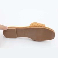 Sandales Femme Tressées en Gros, Bout Carré Ouvert, Tissage, Chaussure Habillée de Vacances, Multi-Couleurs, Claquettes Plates, Sandales Pantoufles Femme