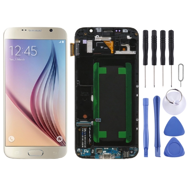 Dropshipping Wholesale Original Super AMOLED LCD Screen for Samsung Galaxy S6 SM-G920F Digitizer Full Assembly with Frame