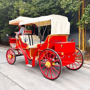 Red Sightseeing Carriage Tourist Electric European Horse Carts Wagon Carriage Pumpkin Wedding Electric Horse Carriage - Product Image 2