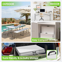 Table pliante en acier allié et plastique, portable, étanche, réglable en hauteur, avec poignée de verrouillage pour le camping