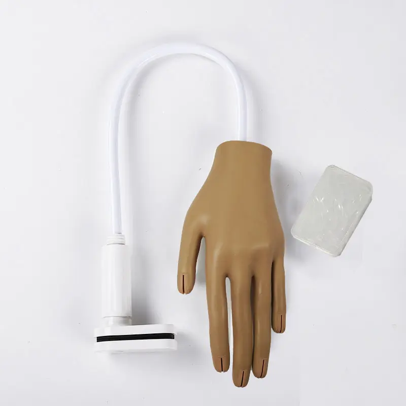 Hochwertige einstellbare flexible biegbare Übungs-Hand für Acryl-Nagel Silikon für Nagel-Übungs-Hand mit 100 Stück Nagelspitzen