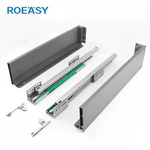 ROEASY Side Mount Double Wall Drawer Slides Slim Drawer Box Sliding Drawers Slide Rails Soft Closing Runners