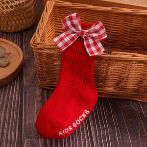 Invierno otoño español Navidad niño niños botines calcetines Medias gran lazo suave algodón Navidad bebé niñas hasta la rodilla calcetín - Product Image 2