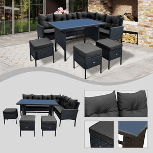 ชุดเฟอร์นิเจอร์ระเบียงกลางแจ้งโครงโลหะทันสมัย พร้อมผ้ากันน้ำป้องกันรังสียูวี - โซฟาแบบแยกส่วนสำหรับสวนหลังบ้าน - Product Image 2