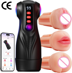 Ứng dụng điều khiển đồ chơi tình dục nam 9 mút 9 rung kết cấu 3D mềm tay áo sưởi ấm Túi người lớn Nam thủ dâm với màn hình LCD - Product Image 1