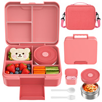 Nouvel ensemble de boîtes à lunch en plastique anti-fuite, sans BPA, écologiques, OEM, toutes en un, avec pot alimentaire pour adultes et enfants