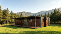 Maison mobile modulaire autonome à panneaux solaires, extensible à double aile, avec salon, pour camping en plein air et complexe hôtelier