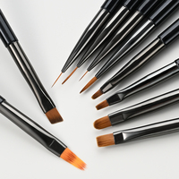 Lot de 10 pinceaux professionnels pour nail art, manche ergonomique fin, stylo de précision pour dégradé, kit de pinceaux pour manucure gel UV