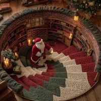 3D-Gedruckter Kristallvelours Runder Weihnachtsteppich Wohnzimmer Sofa Festliche Atmosphäre Dekoration Unterstützt Individualisierung