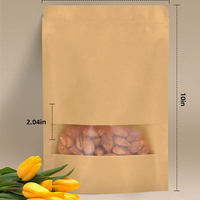 Sachet de stockage alimentaire zip-lock refermable en papier kraft brun debout avec fenêtre mate