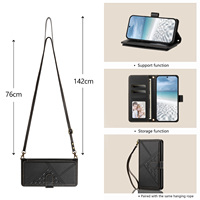Casing Ponsel Lipat Dompet Kulit PU Mewah dengan Tali Gantungan untuk Xiaomi POCO X8 Pro Max M8 Power 5g C95 Tempat Kartu Gelang Tangan